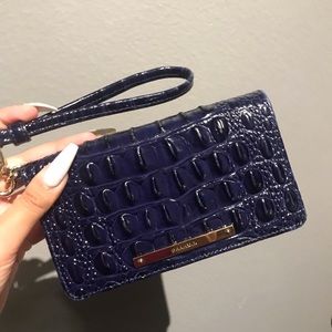 Navy Brahmin Wristlet
